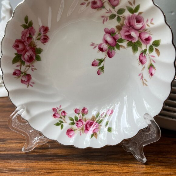 Johnson Brothers Regency Pink Roses 8 Ironstone Fruit / Dessert Bowls 5" England - Picture 6 of 13